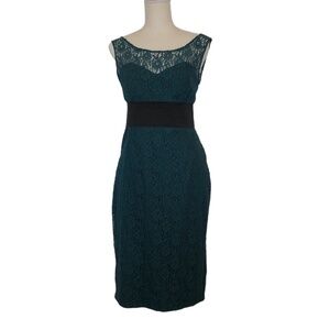 ASOS Midi Dress Women's Size 10 Green Lace Fitted Pin Up Style Stretchy NWT